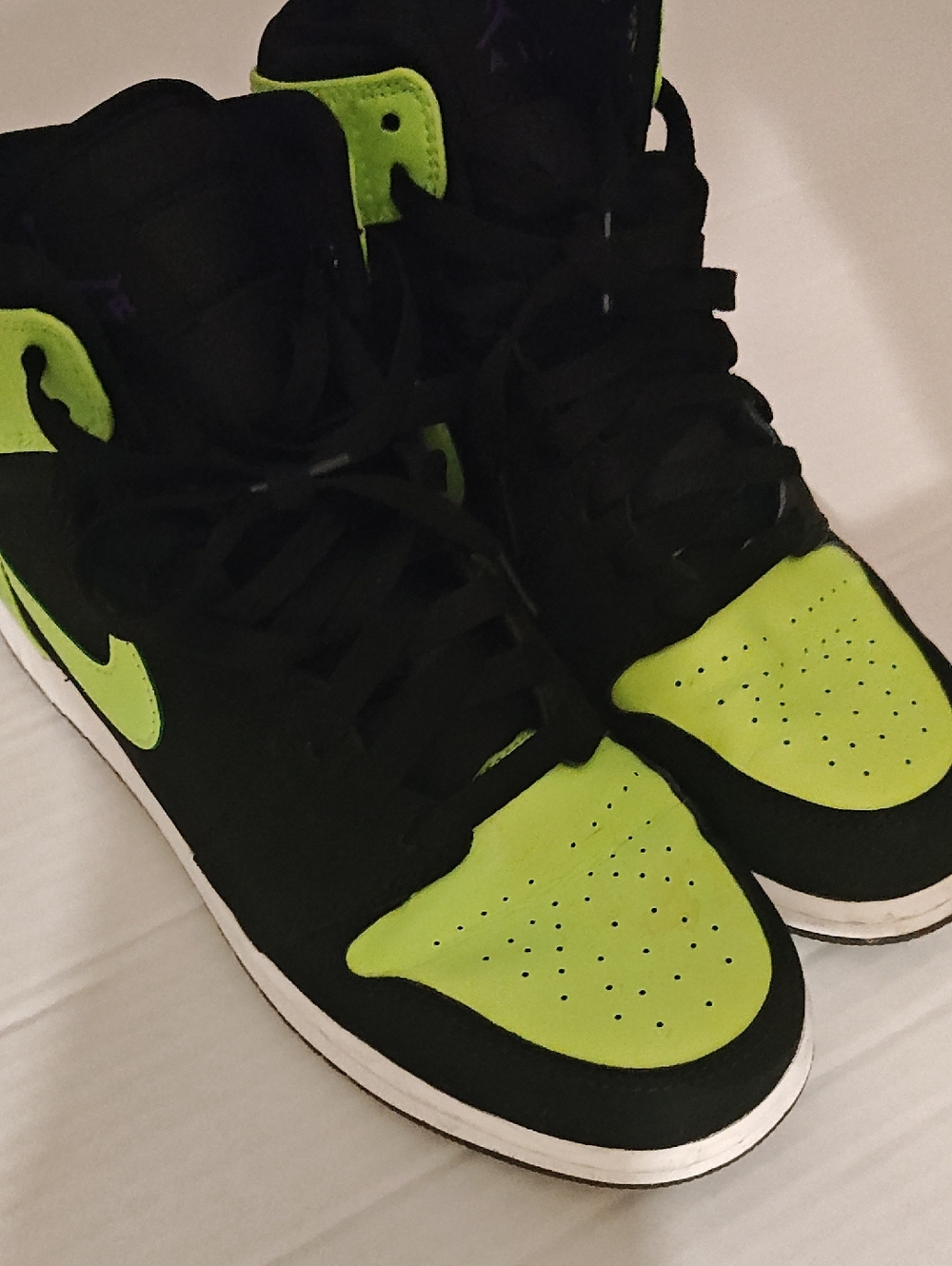 Jordan Kids Sneakers Black and Neon Green